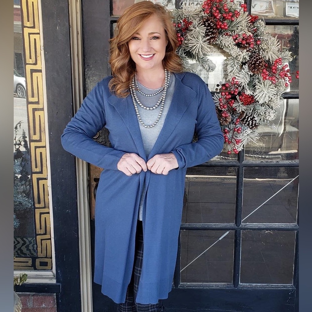 NWT Long Open Cardigan Blue